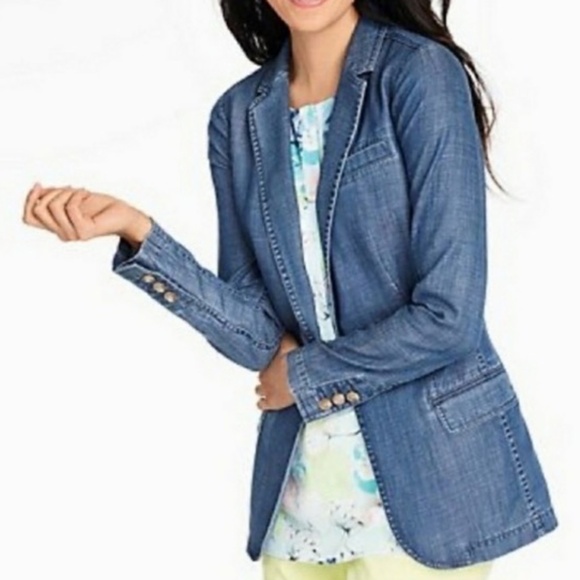 Talbots Chambray Single Button Blazer Size 1X - Picture 1 of 4